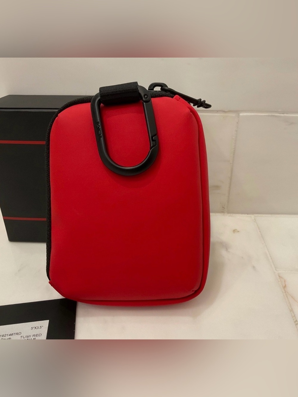 NEW Tumi + 5.0” x 3.5” Polyurethane Modular Accessory Zip Pouch - TUMI RED - Picture 5 of 8